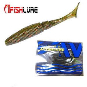 6pcs/lot T Tail Soft Worm 3.2g 75mm Paddle