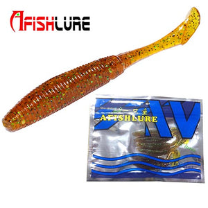 6pcs/lot T Tail Soft Worm 3.2g 75mm Paddle