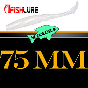 6pcs/lot T Tail Soft Worm 3.2g 75mm Paddle