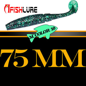 6pcs/lot T Tail Soft Worm 3.2g 75mm Paddle