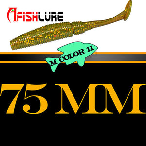 6pcs/lot T Tail Soft Worm 3.2g 75mm Paddle